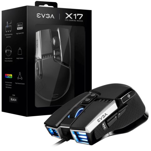 EVGA X17 muis Gamen Ambidextrous USB Type-A Optisch 16000 DPI Zwart