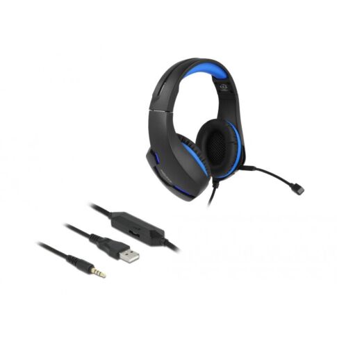 DeLOCK 27182 headphones/headset Wired Head-band USB Type-A Black, Blue